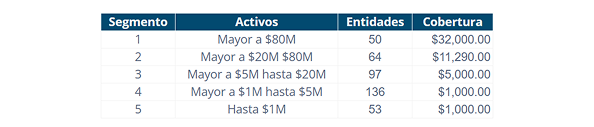 Cooperatiovas de Ahorro y Crédico en Ecuador. Tabla de segmentos, cantidad de entidades y cobertura. SEPS.